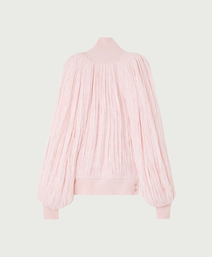 Turtleneck Fringed Wool-Blend Top