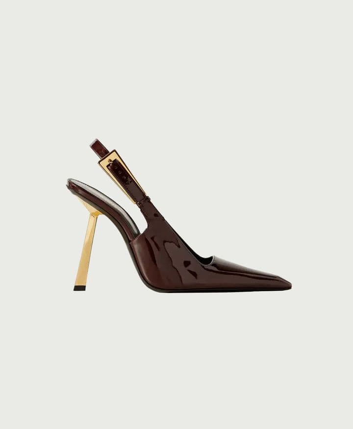 Saint Laurent Lee Patent Leather Slingback Pumps