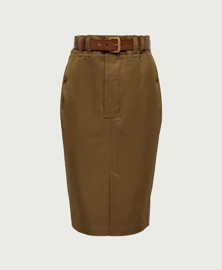 Cotton Twill Pencil Skirt