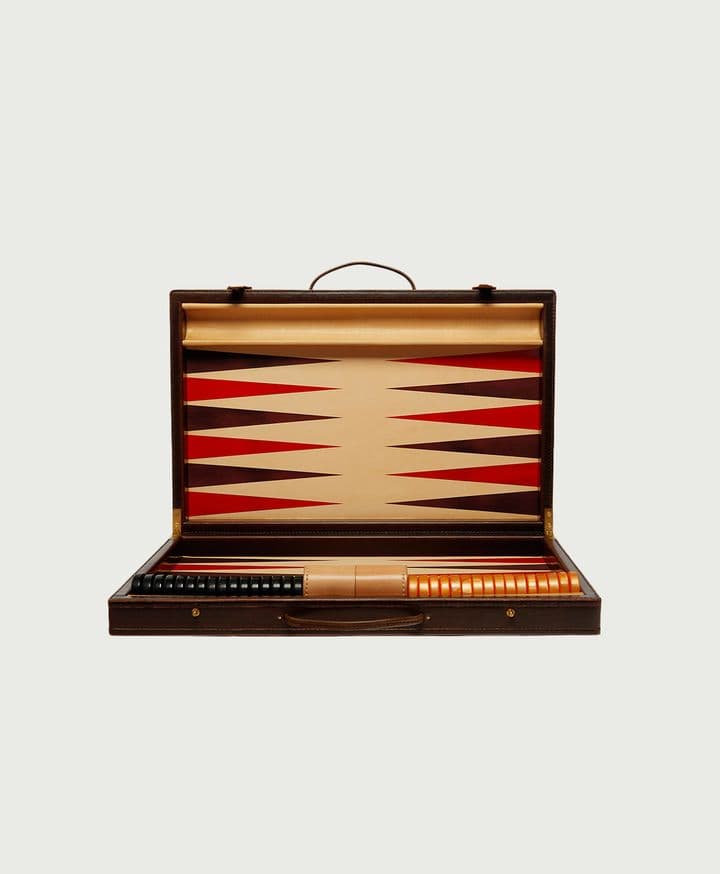 Wood and Leather Backgammon Set