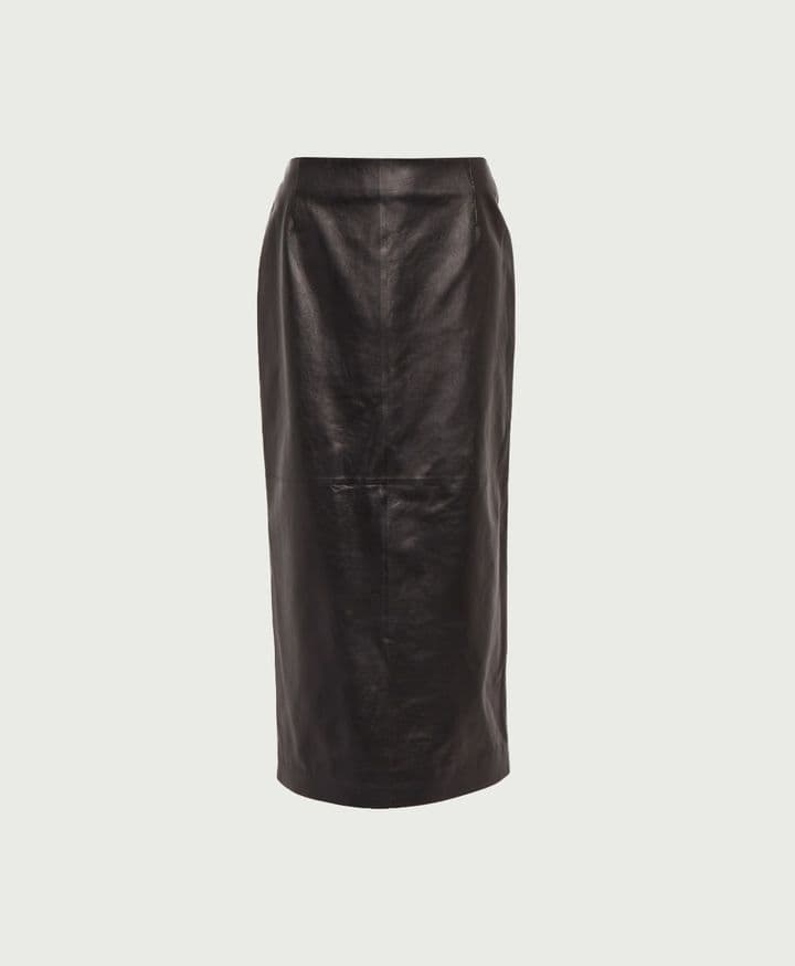 Manuela High-Rise Leather Midi Skirt