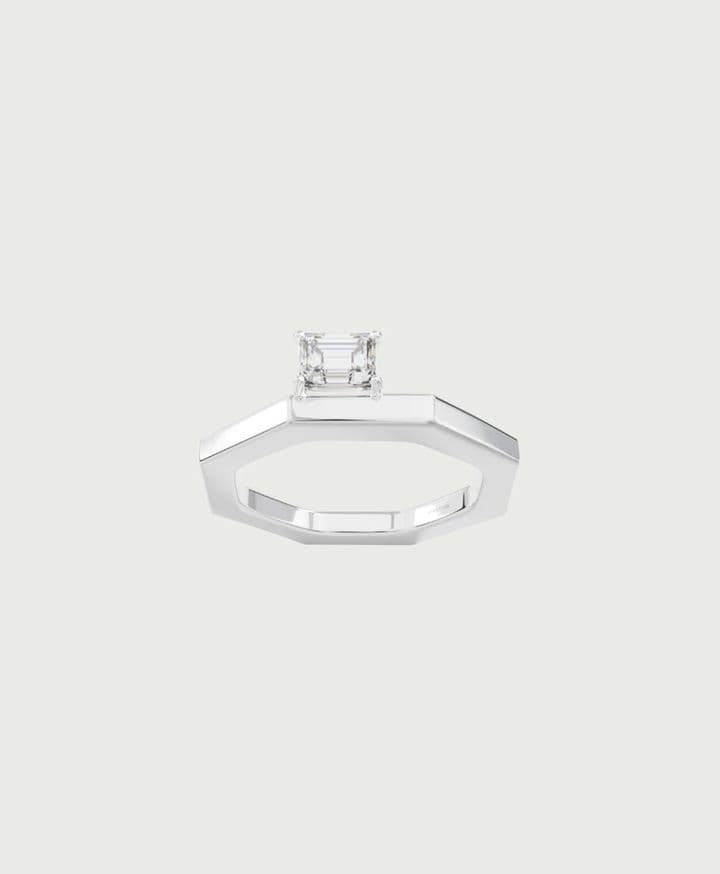 Spustova Audace De-Tris Solitaire 23 1 Row White Ring