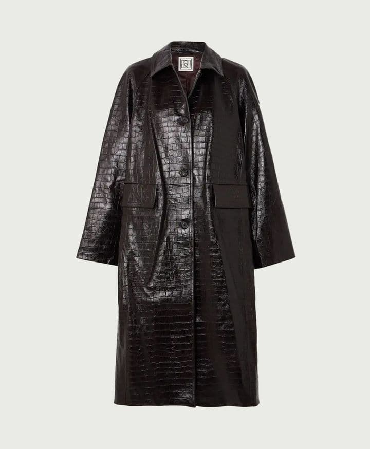 Toteme Croc-Effect Leather Coat