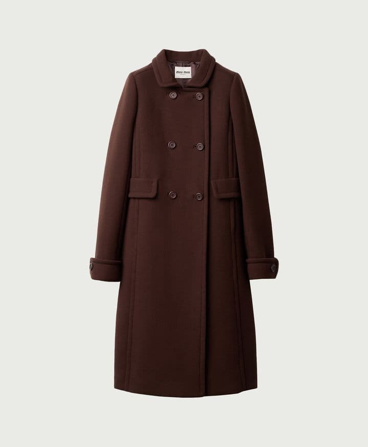 Natté Toile Double-Breasted Coat Miu Miu