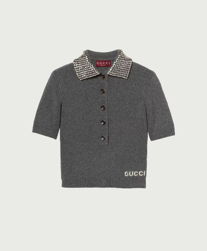 Rib Wool Polo Top Gucci