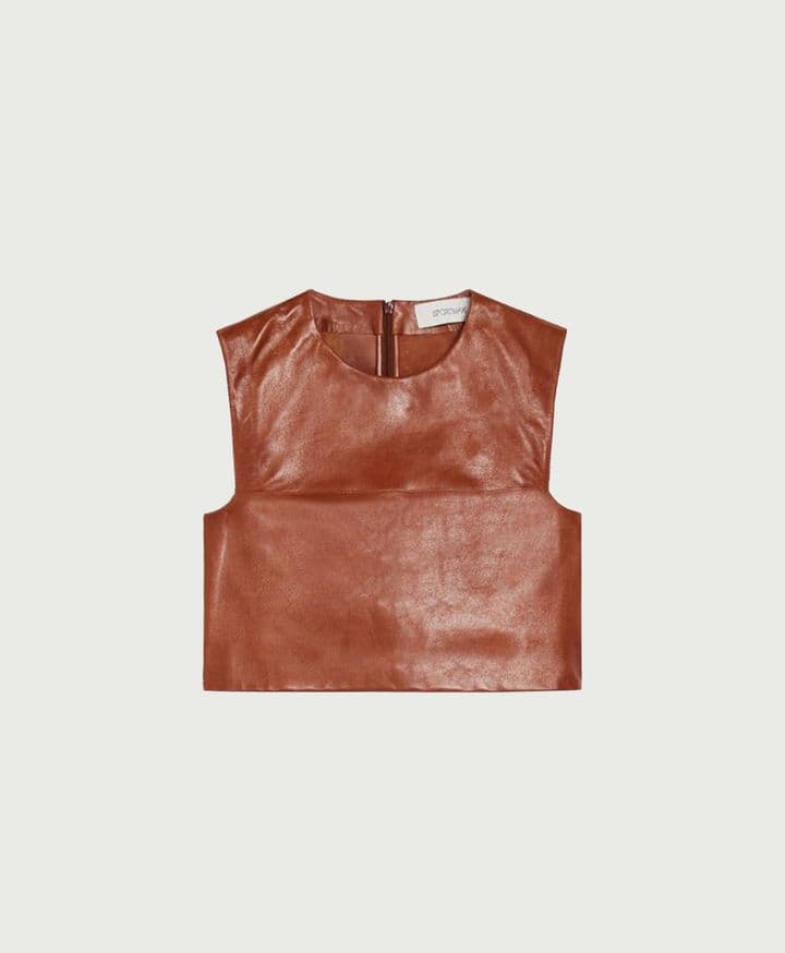 Short Nappa-Leather Top