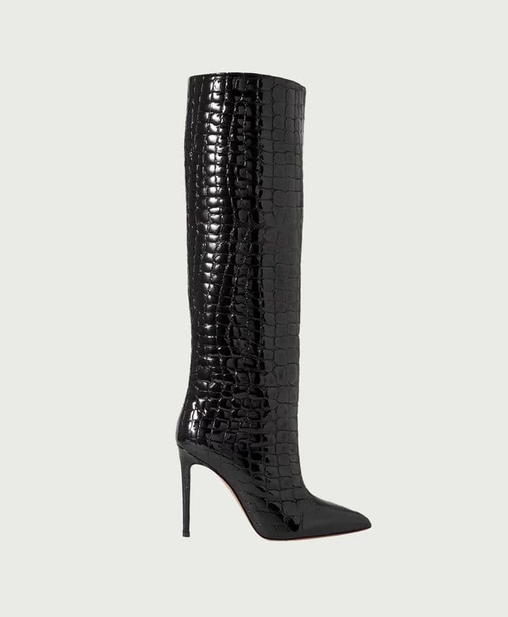 Paris Texas Croc Effect Leather Knee Boots