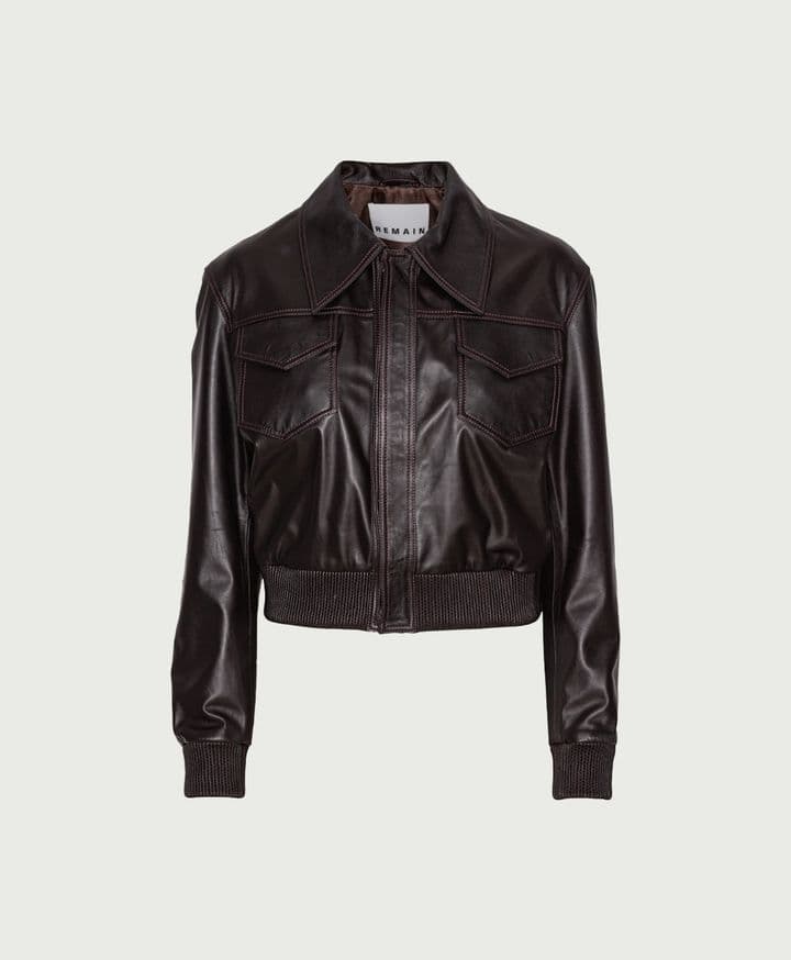 Small Leather Jacket Burgundy Remain