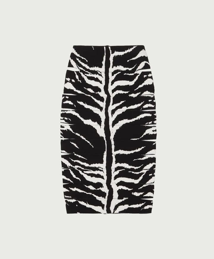 Archetypes Paneled Zebra-Print Midi Skirt