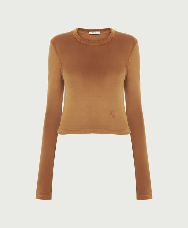 Chloe Long-Sleeve Top in Velvet Jersey