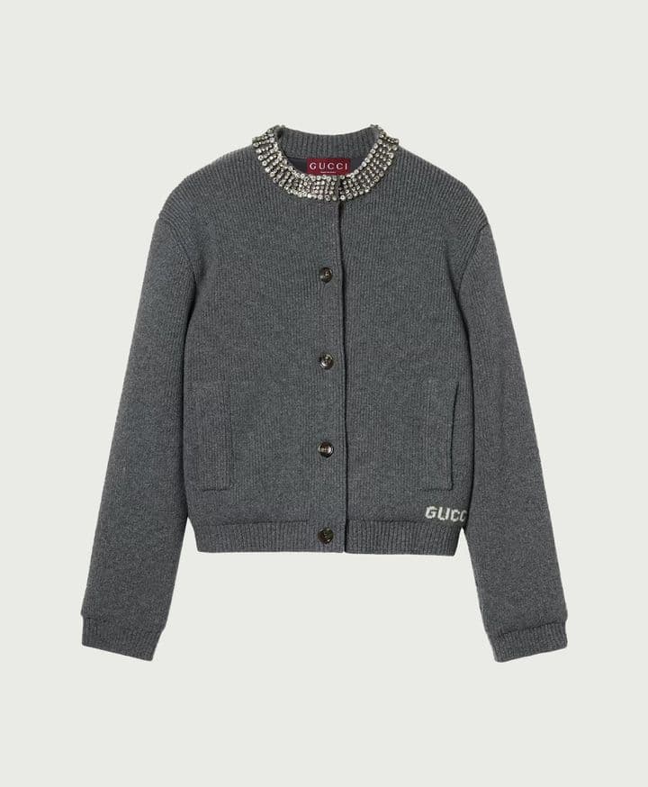 Padded Rib Wool Cardigan Gucci