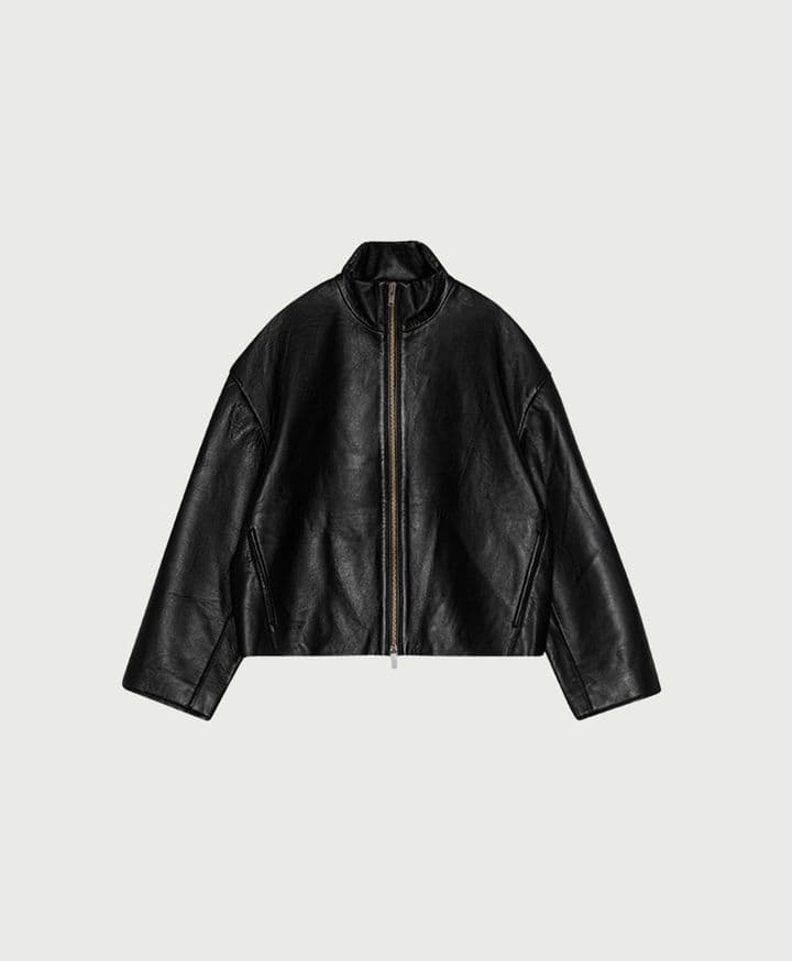 Bonded Leather Jacket Black REMAIN