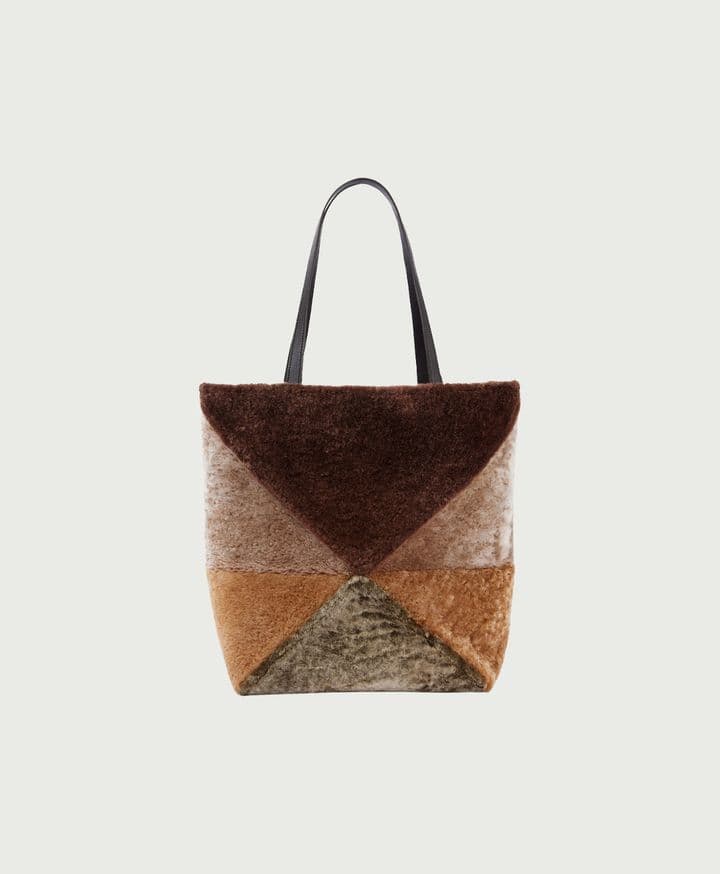 Loewe Puzzle Fold Large Shearling Tote Bag