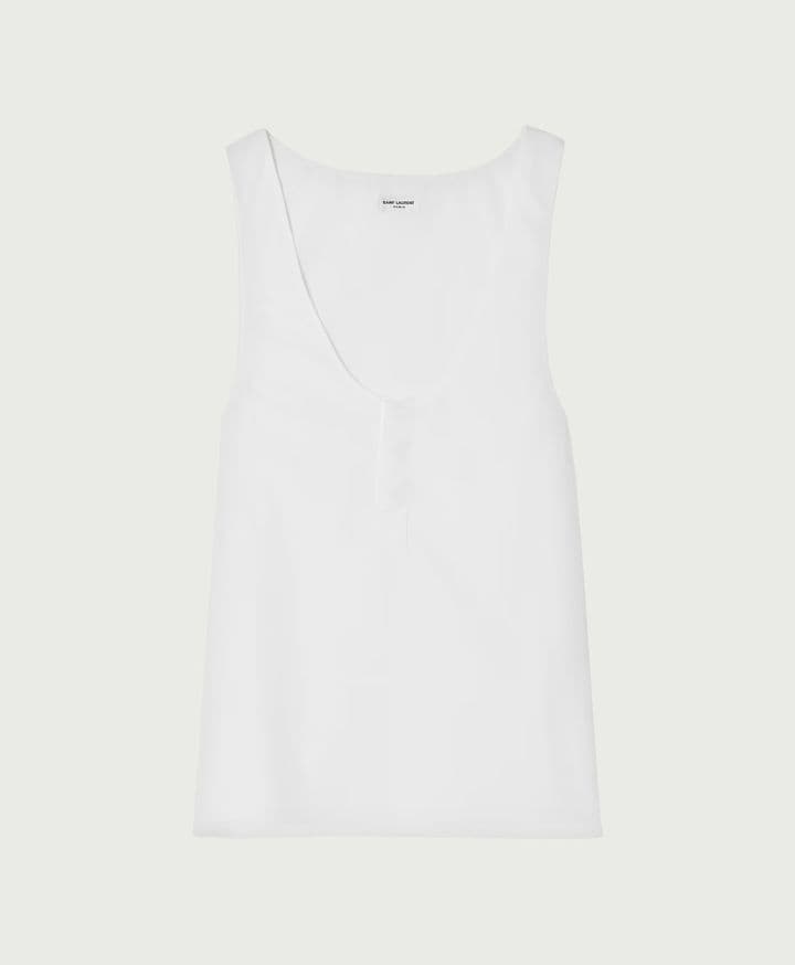 Saint Laurent Scoop Neck Jersey Tank Top