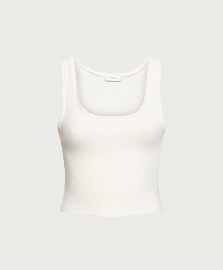 Crop Stretch Cotton Jersey Tank Top