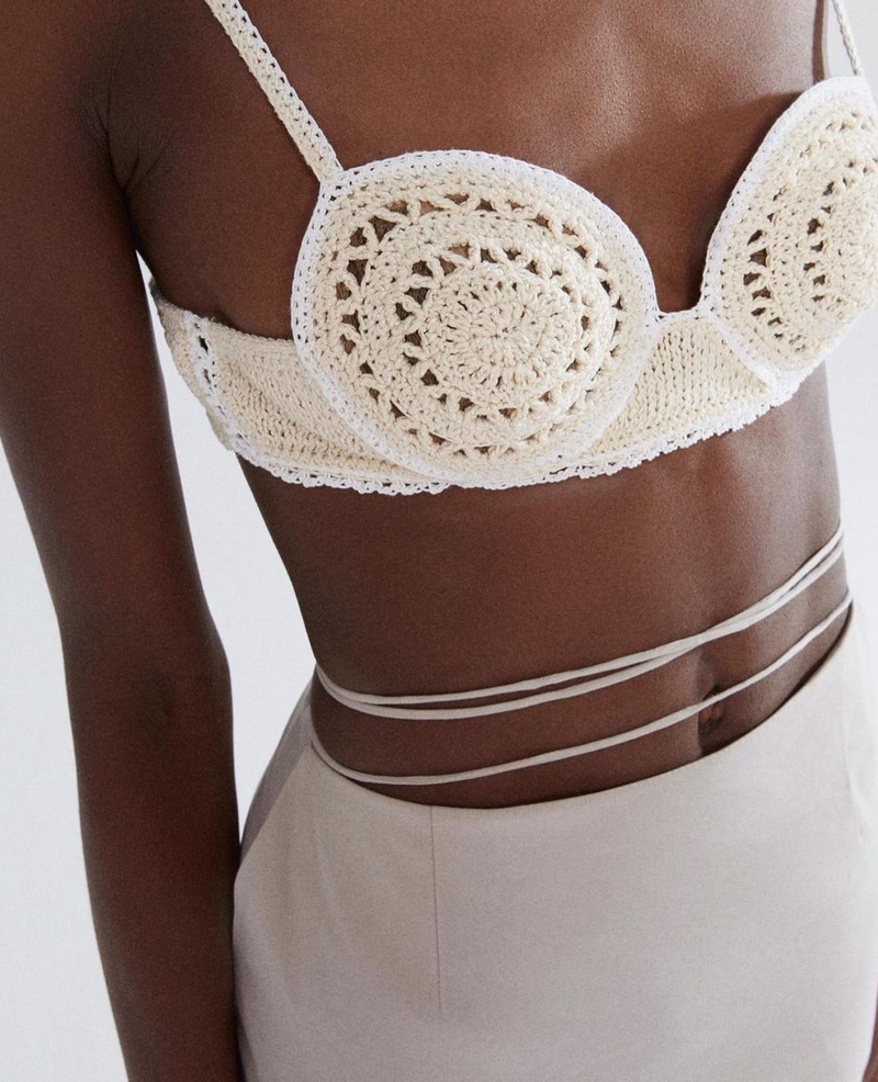 Floral crochet bra top in white - Magda Butrym