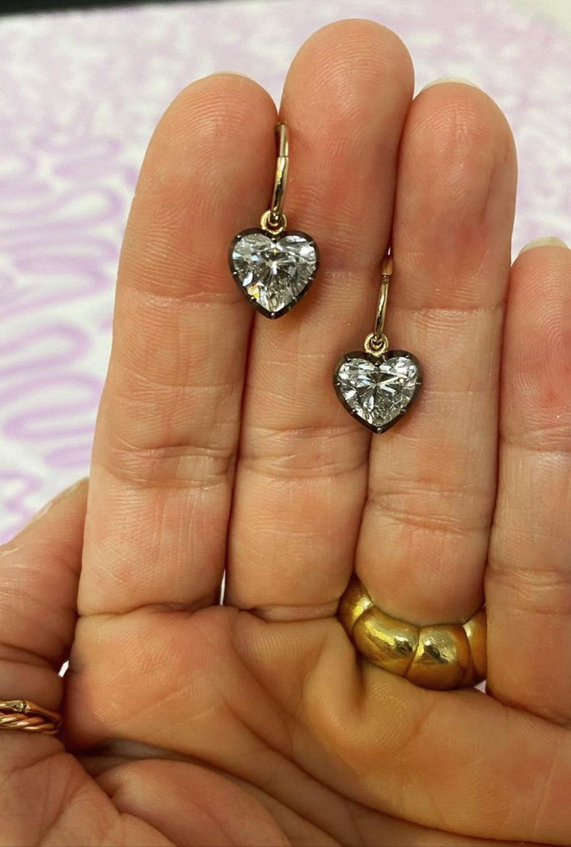 Heart-Shaped Diamond Gypset Hoop Earrings