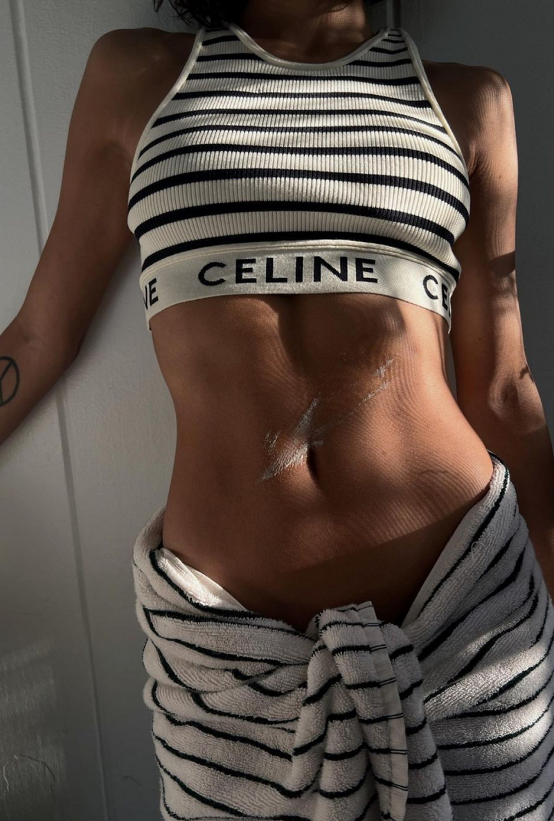 Celine Mesh Sports Bra - Striped