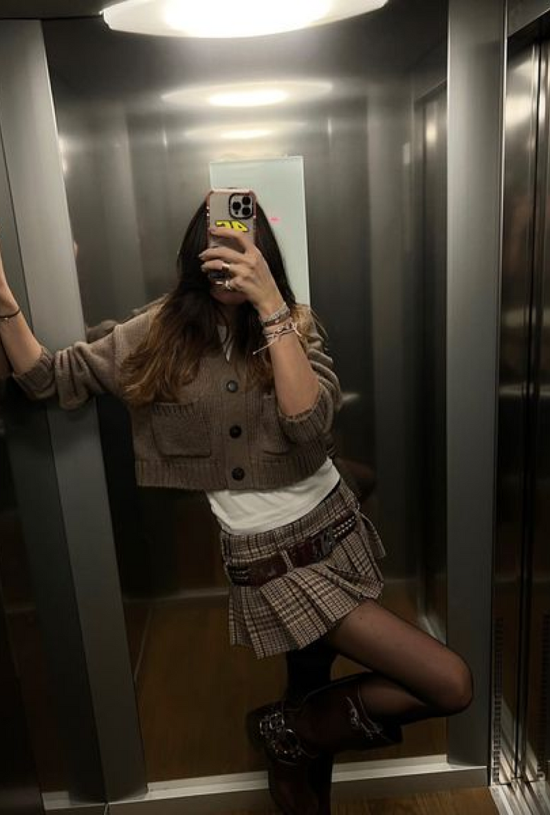 Pleated Tartan Mini Skirt